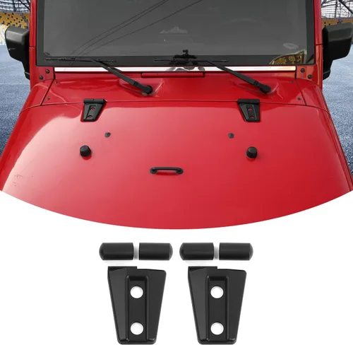 Vista 12 de Kit de moldura de cubierta de bisagra de capó 2 piezas para Jeep Wrangler JK JKU 2007-2018 (verde)