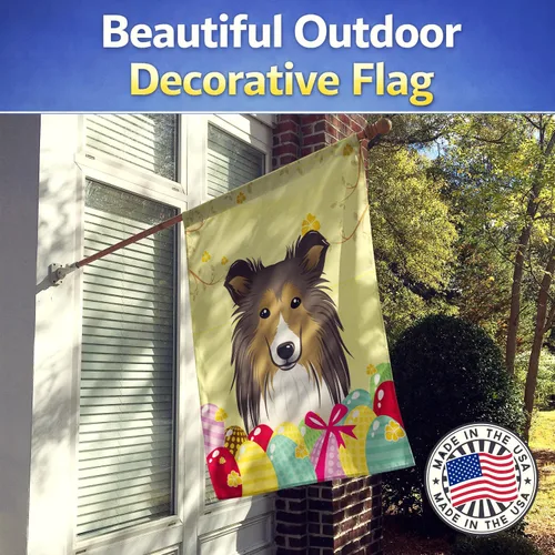 Vista 303 de Caroline's Treasures BB1923GF Bandera decorativa para jardín con diseño de Border Collie, para caza de huevos de Pascua, para jardín, jardín, patio