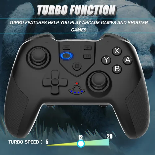 Vista 2 de TERIOS Controlador inalámbrico Pro compatible con Switch Switch Lite Joypad prémium para videojuegos 3 niveles de velocidad turbo intensidad