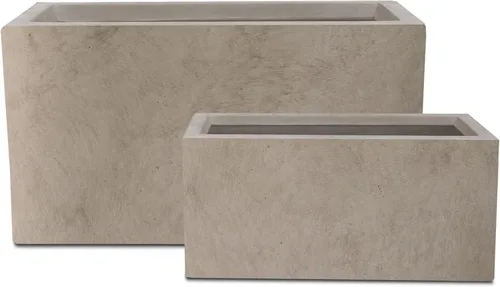 Vista 10 de Kante Macetero rectangular de hormigón de 23.2 pulgadas de largo, macetas grandes para interiores y exteriores con orificio de drenaje y tapón