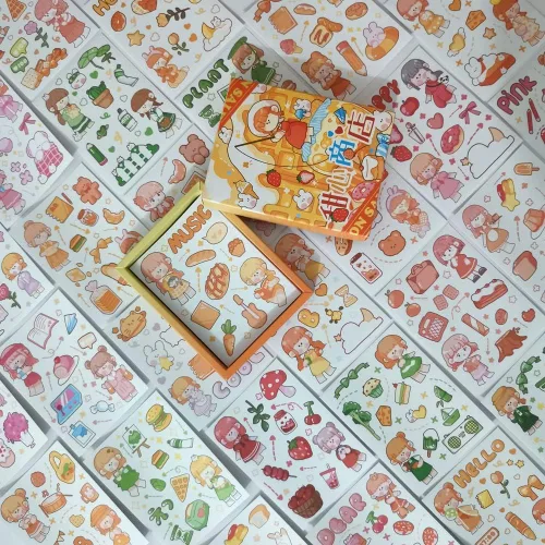 Vista 2 de Kawaii Washi - Juego de calcomanías (50 hojas), postre dulce, fruta, plantas, papelería, gelatina, pastel de gelatina, calcomanías de alimentos