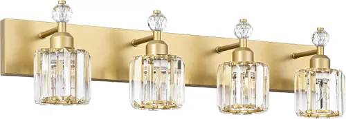 Vista 11 de PRESDE Aplique de pared de cristal único, lámpara de tocador cromada moderna, lámpara de pared de 1 luz para baño, dormitorio, pasillo