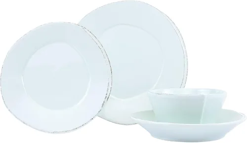 Vista 2 de Vietri Lastra White - Juego de vajilla de 4 piezas, cuencos para cereales, pasta, platos de ensalada/cena Blanco