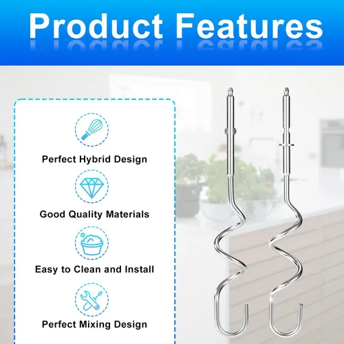 Vista 4 de 2 accesorios para batidora de mano, compatibles con batidoras de mano universales de acero inoxidable, repuesto para utensilios de cocina y hornear
