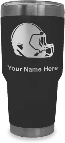 Vista 29 de LaserGram Vaso aislado al vacío de 20 onzas, casco de fútbol, grabado personalizado incluido (morado claro)