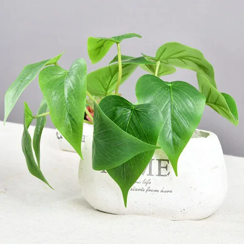 Vista 3 de 2 hojas artificiales de seda de lirio de cala, plantas artificiales de bonsái, plantas verdes para interiores y exteriores, hogar, oficina