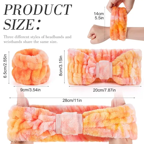 Vista 3 de DiyJibb Diadema de spa de 9 piezas para lavar la cara, cuidado de la piel, diadema y pulsera, para mujeres, adolescentes, niñas, para lavar la cara