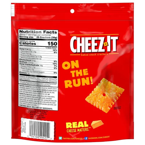 Vista 2 de Cheez-It, Galletas de queso horneadas, cheddar Jack, 7 onzas (paquete de 6)