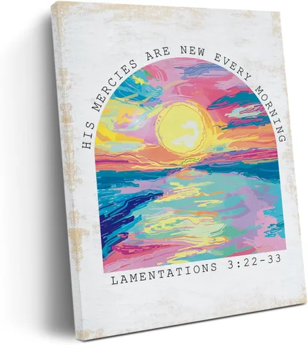 Vista 10 de Lienzo decorativo retro de fe cristiana para pared, versículo espiritual inspirador de la Biblia, regalos religiosos para mujeres, decoración floral