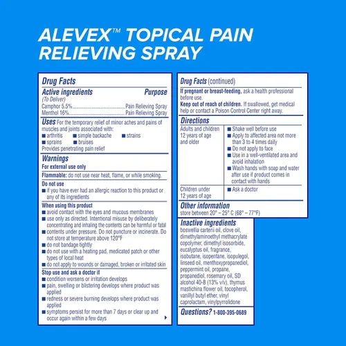 Vista 9 de AleveX Spray para aliviar el dolor, acción rápida y secado rápido para alivio dirigido del dolor, spray de 3.2 oz