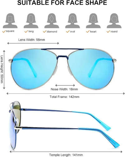 Vista 6 de OKH Aviator Gafas de sol polarizadas para hombres y mujeres 100 protección UV