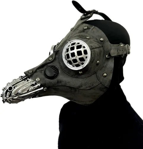 Vista 7 de Máscara de médico de la peste steampunk máscara de nariz larga para disfraz de Halloween, fiesta de cosplay
