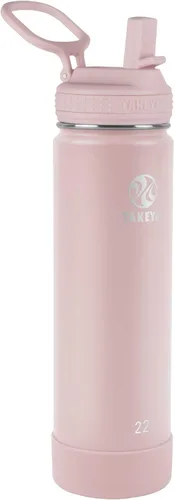 Vista 15 de Takeya Actives - Botella de agua con tapa con popote, duradera y de fácil cuidado, con aislamiento de acero inoxidable, tapa sin BPA con asa