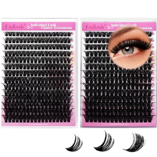 Vista 34 de Extensiones de racimos de pestañas con bandeja grande, pestañas individuales 10D 20D, mezcla natural, suave, C Cur negro, imitación de visón