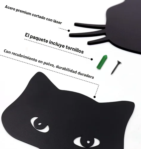 Vista 6 de Qmetalart Decoraciones de Gato Negro Arte de Metal para Jardín y Patio Decoración de Casa de Campo Decoración del Hogar Adornos Exteriores