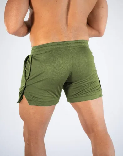 Vista 2 de FLYFIREFLY Pantalones cortos de entrenamiento de gimnasio para hombre, ligeros, atléticos, pantalones cortos para entrenamiento de culturismo