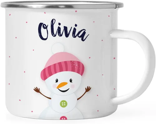 Vista 10 de Andaz Press Taza de café de acero inoxidable con nombre personalizado de 11 onzas para niños, diseño de búho azul festivo, 1 paquete, taza