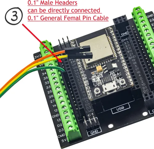Vista 4 de whiteeeen para ESP32 Super Breakout Board 3.81mm / 0.15" Terminal GPIO Placa de expansión 3 tipos de salidas para ESP32-DevKitC ESP-WROOM-32 Bloque