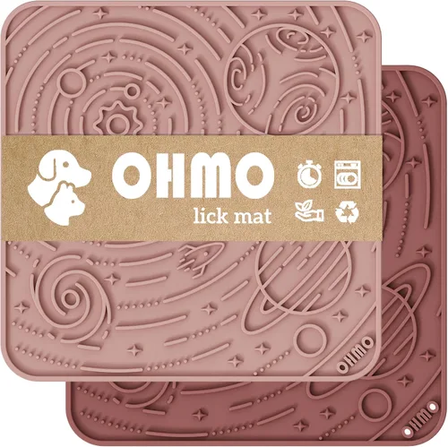 Vista 13 de OHMO Alfombrilla para lamer perros y gatos, patrón espacial, 6 x 10 fresno+beige