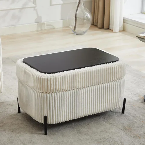 Vista 6 de Otomana redonda con patas de metal negro, reposapiés de 22.05 pulgadas de ancho, reposapiés tapizado para sala de estar, dormitorio, entrada