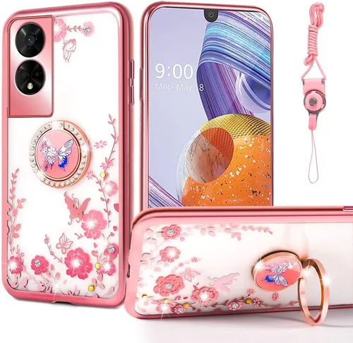 Vista 17 de nancheng Funda de teléfono para TCL A3X (A600DL), funda para Alcatel TCL A3X niñas y mujeres, bonita funda de silicona transparente con purpurina