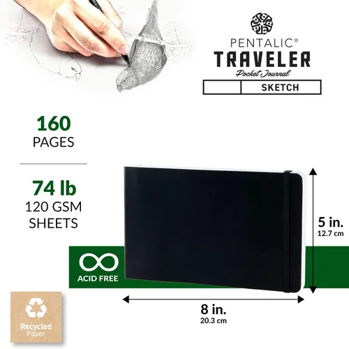 Vista 3 de Cuaderno de bocetos Travelers Dot Grid Pentalic Art, libre de ácidos