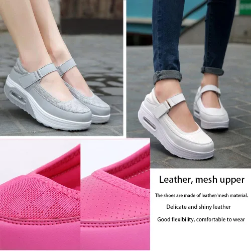 Vista 2 de AngryMonkey Zapatos ortopédicos para mujer con amortiguador de aire para mujer, plataforma transpirable, ajustable, transpirable, zapatos