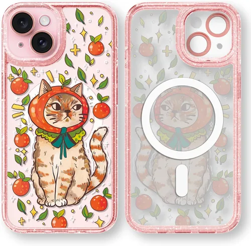 Vista 107 de Compatible para iPhone 13 Funda Bonita Estética - Funda para Teléfono Rosa con Purpurina con Protector de Cámara - Diseño de Cubierta