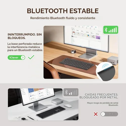 Vista 8 de iClever BK10 SE - Teclado Bluetooth para Mac, teclado delgado de tamaño Negro