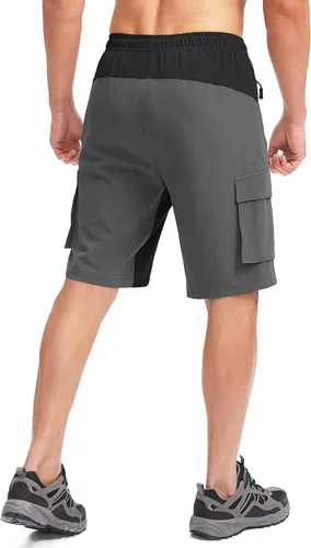 Vista 3 de Bikewa Pantalones cortos de ciclismo de montaña para hombre, con acolchado 3D, ajuste holgado, con bolsillos con cremallera