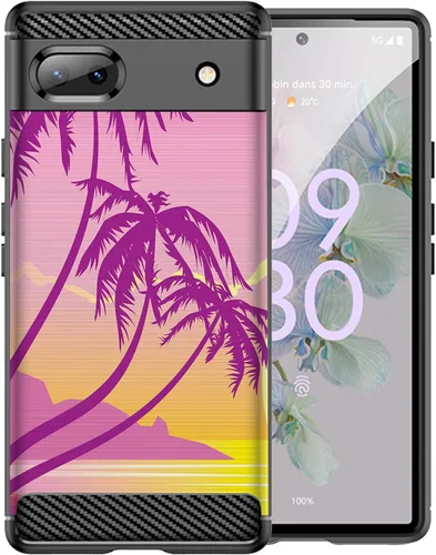 Vista 21 de CasesOnDeck - Funda de TPU negra compatible con Google Pixel 6A (2022) / Pixel 6A, delgada, minimalista, flexible, texturizada, formas abstractas