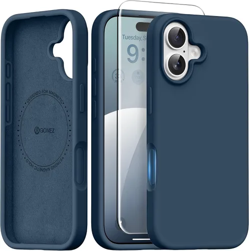 Vista 254 de GONEZ Funda magnética para iPhone 12 Case / 12 Pro Case, compatible con MagSafe, [protector de pantalla + protector de lente de cámara], funda