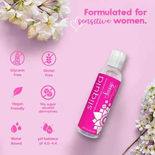 Vista 4 de Sliquid Sassy - Lubricante a base de agua, gel grueso y duradero, lubricante natural para mujeres/hombres/parejas, sin perfume, 2 onzas líquidas