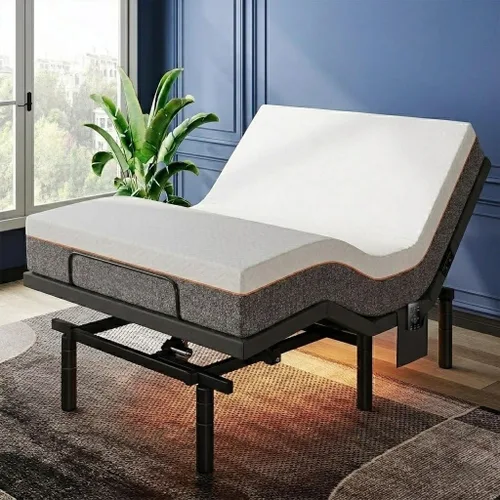 Vista 18 de Pipishell Base de cama ajustable individual XL y colchón de espuma viscoelástica de 14 pulgadas con masaje, base de cama eléctrica con espuma