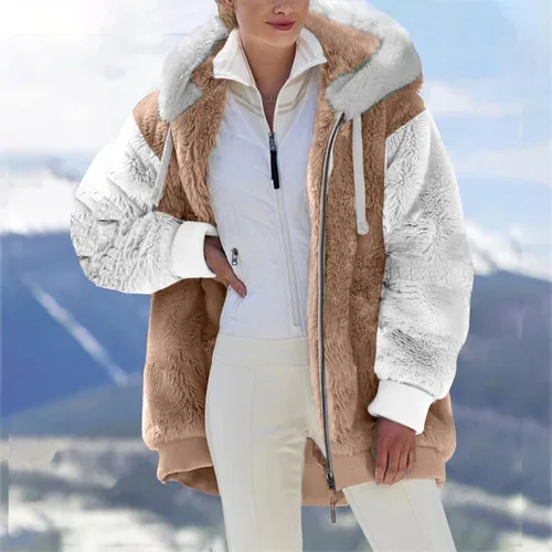 Vista 3 de Cbcbtwo Fuzzy Fleece Jacket for Women Plus Size Warm Winter Coats Fluffy Sherpa Hoodie Zip up Casual Cardigan Outerwear