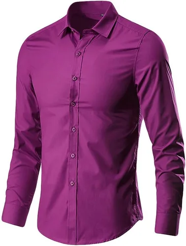Vista 14 de Camisa de vestir para hombre, manga larga, de algodón, con botones, ajuste regular, tallas grandes y altas