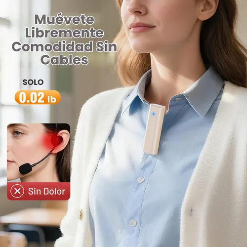 Vista 2 de Amplificador de voz inalámbrico para profesores, mini amplificador de voz Beige
