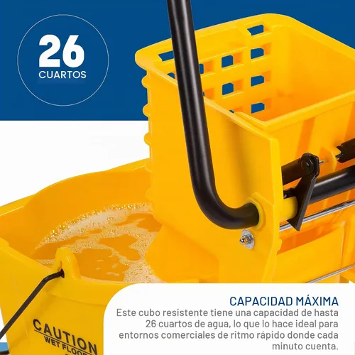 Vista 6 de Carlisle FoodService Products Cubo de trapeador de 26 cuartos de galón con Azul