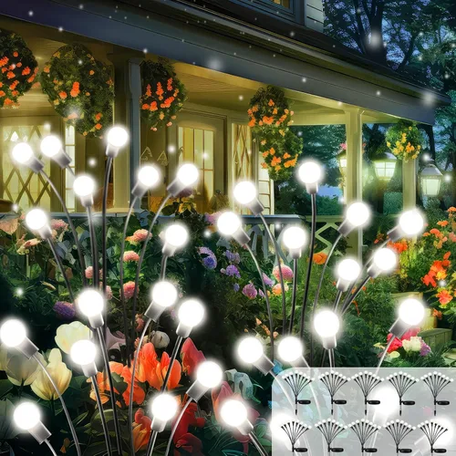 Vista 8 de 2026 Luces Solares Actualizadas para Exteriores, Juego de 8 Luces de Jardín Solares con 2 Modos, Luces de Luciérnaga al Aire Libre Impermeables