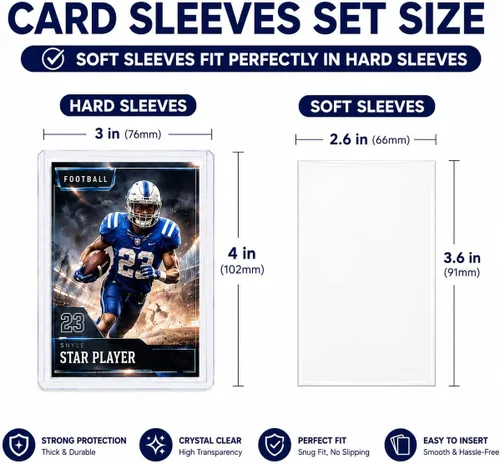 Vista 3 de Paquete de 100 portatarjetas Top Loader con 100 fundas de centavo – Rígidos 3x4 Toploaders con revestimiento de película protectora, protectores