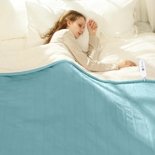 Vista 53 de Manta térmica eléctrica de franela Sherpa de 50 x 60 pulgadas - Manta eléctrica suave con 5 niveles de calefacción y 4 horas de apagado automático