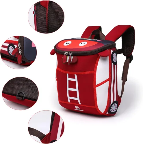 Vista 6 de JIHUBEAR Mochila para niños pequeños con forma de coche, Camión de combate S-fire, Moderno