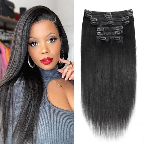 Vista 17 de Extensiones de cabello humano real rizado con clip, 4/27/4, ombré, rizado con clip, para mujer, 3C y 4A (12 pulgadas, #4/27/4)