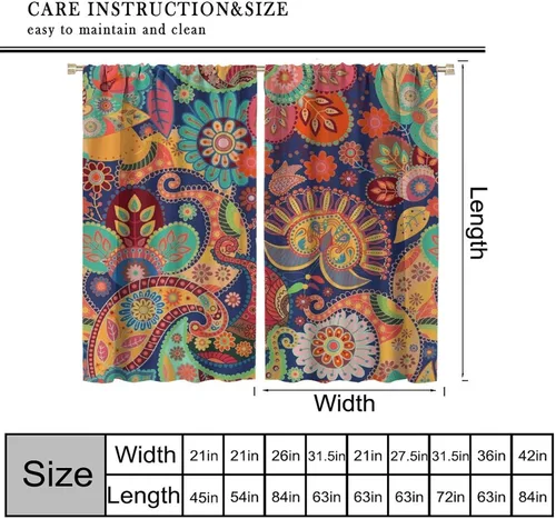 Vista 32 de Cortinas opacas con estampado de flores de cachemira, estampado de cachemira sobre fondo blanco, para decoración del hogar, cocina, restaurante