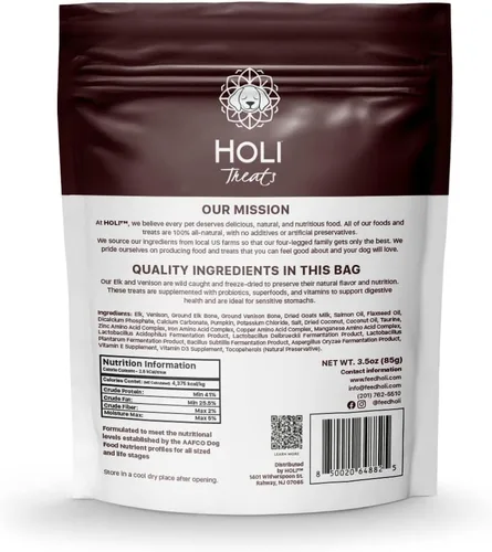 Vista 7 de HOLI Elk & Venison - Golosinas liofilizadas para perros, totalmente naturales y capturadas en la naturaleza, fortificadas con vitaminas y minerales