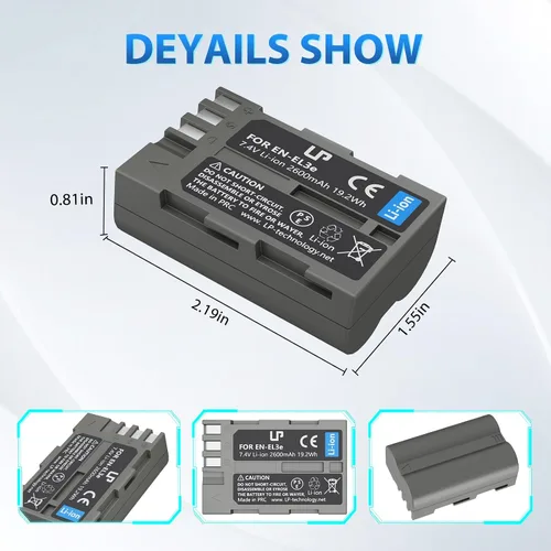 Vista 3 de LP EN-EL3e EN-EL3 EN-EL3a Batería 2600mAh para Nikon Una batería