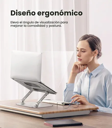 Vista 3 de JOIOT Soporte ajustable de aluminio para portátil, elevador ergonómico para Plateado