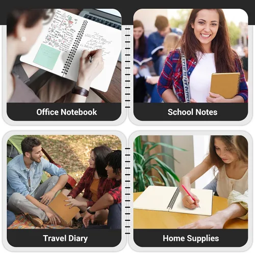 Vista 7 de EUSOAR Cuaderno en espiral en blanco de tapa dura, B5, 6 paquetes de 7.3 x 10.2 pulgadas, cuadernos de escritura de viaje, bloc de notas de notas