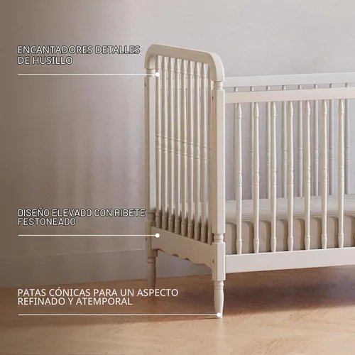 Vista 4 de Namesake Liberty 3-in-1 Convertible Spindle Crib Warm White Blanco cálido
