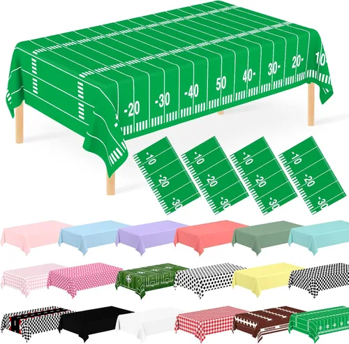 Vista 16 de Paquete de 2 decoraciones desechables para fiestas de fútbol, cumpleaños, manteles de plástico para fiestas temáticas de fútbol